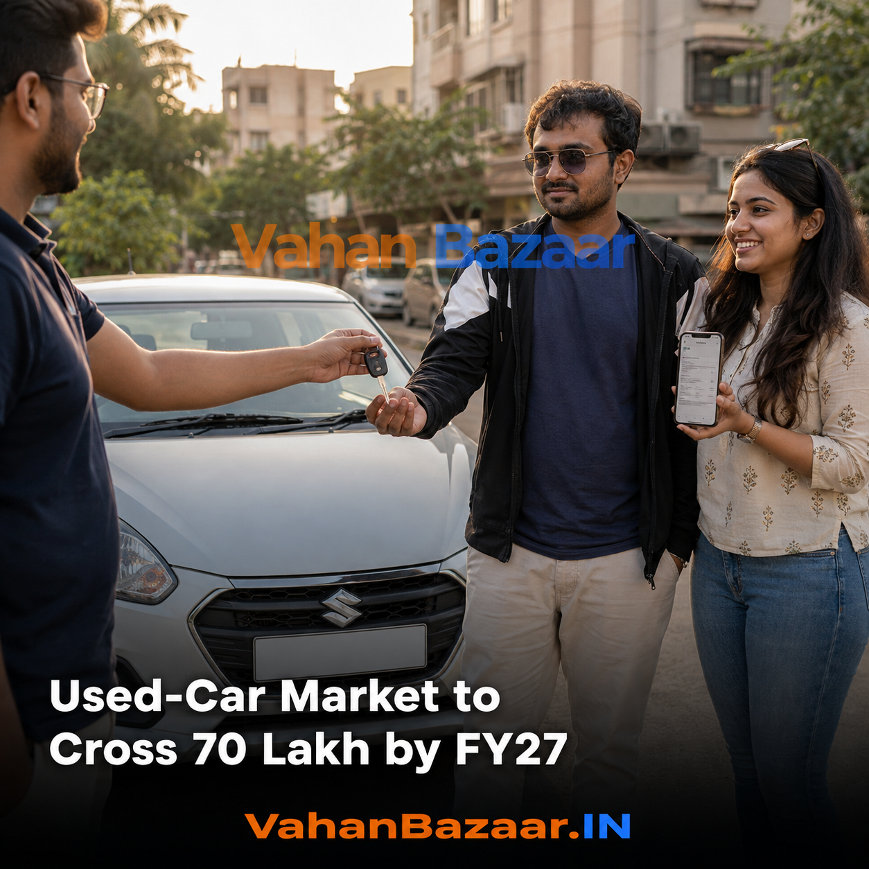 VahanBazaar analysis of the Crisil Ratings projection that India's used-car market will grow 7-9% in FY27 and cross 70 Lakh units, driven by first-time buyers