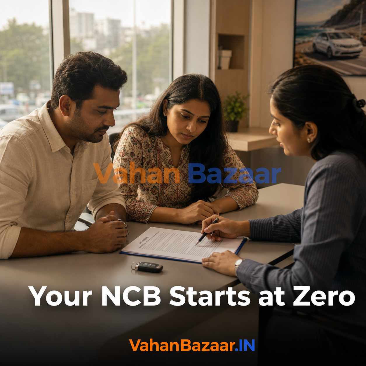 The No Claim Bonus belongs to the seller, not the car — a used car buyer starts at zero NCB and only third-party cover auto-extends for 14 days after the sale