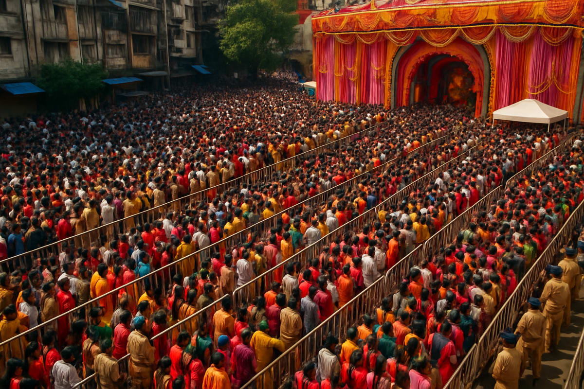 Millions Queue at Mumbai's Lalbaugcha Raja as Ganesh Chaturthi Peaks