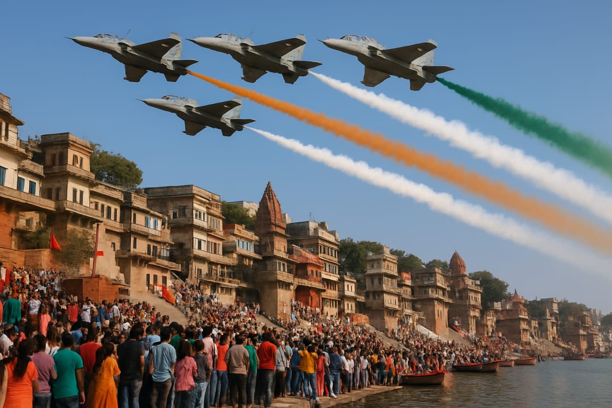 Indian Air Force Marks 94th Anniversary With Aerial Display Over Varanasi's Ganges