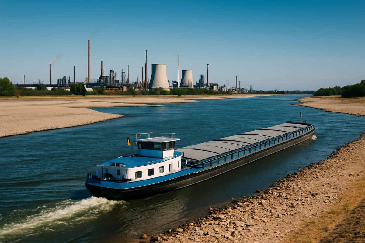 Low Rhine Water Forces Barges to Cut Cargo as German Industry Braces