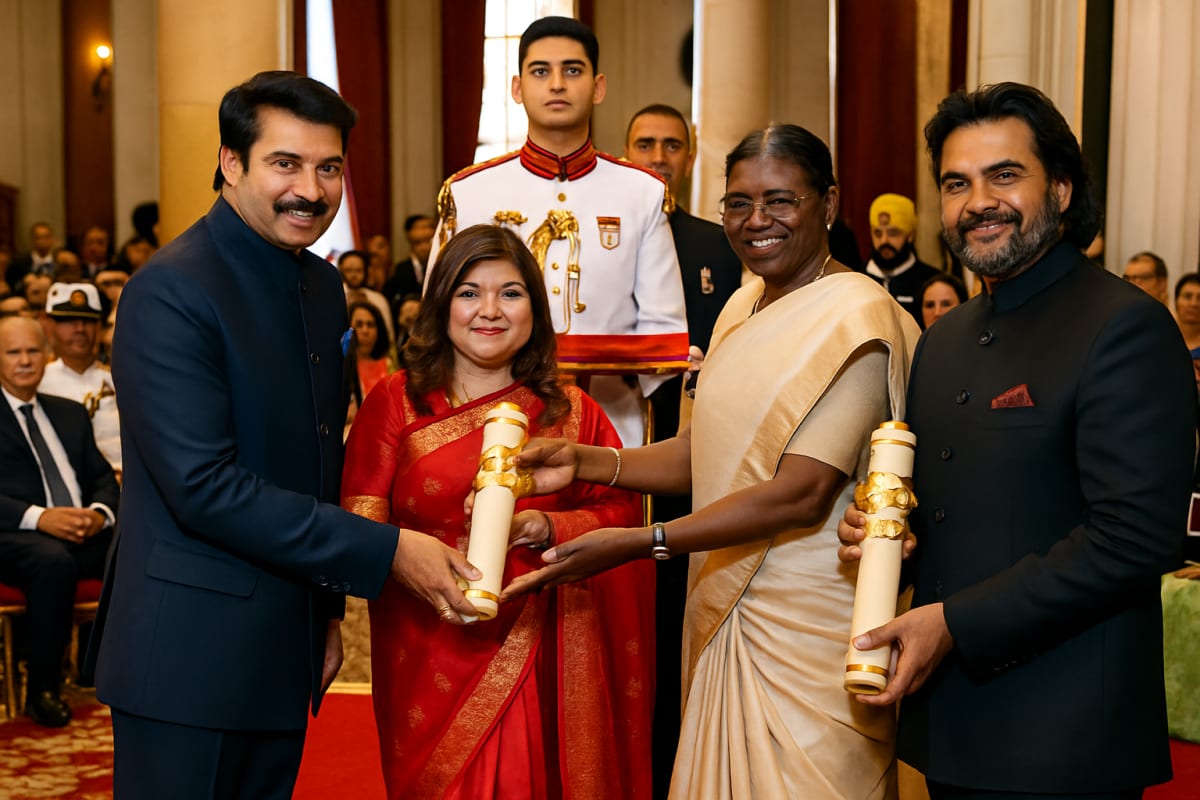Mammootty, Alka Yagnik Receive Padma Awards at Rashtrapati Bhavan
