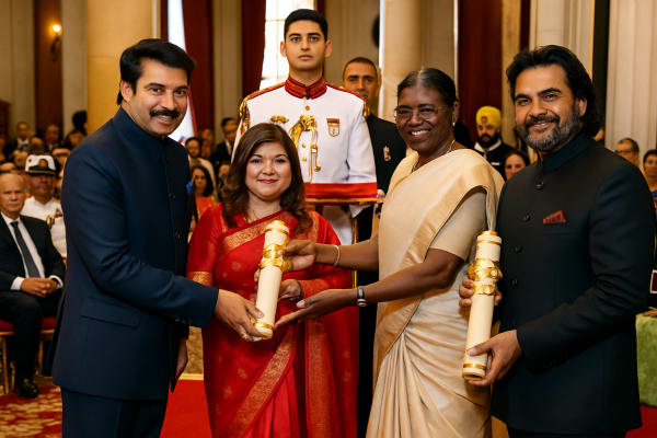 Mammootty, Alka Yagnik Receive Padma Awards at Rashtrapati Bhavan