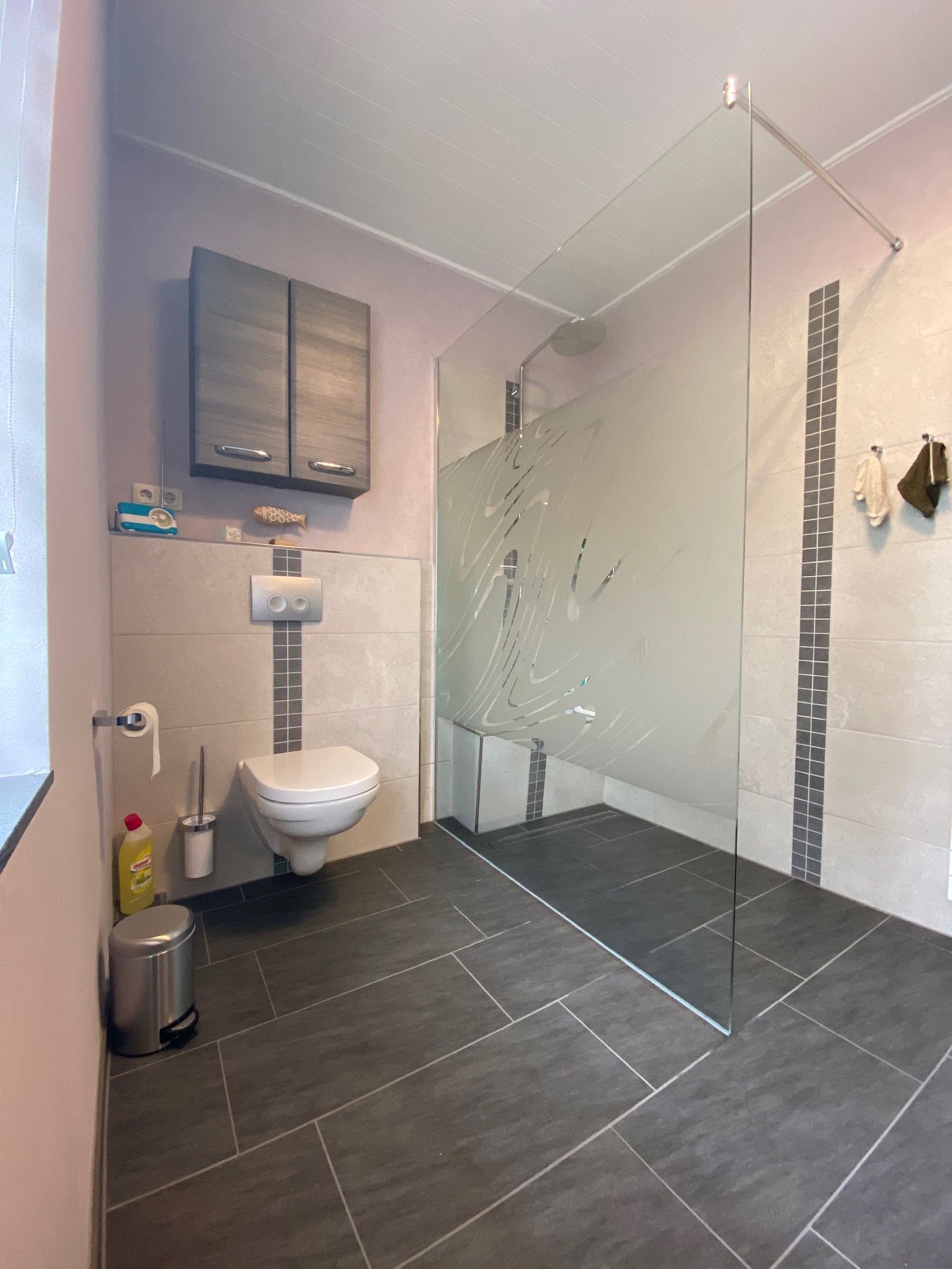 Walk-In mit Sandstrahlung