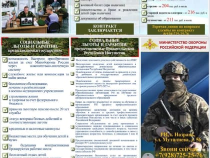 В Республике Ингушетия ведется отбор граждан на военную службу по контракт