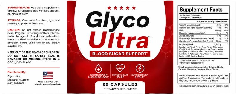 Glyco Ultra supplement facts and ingredient label