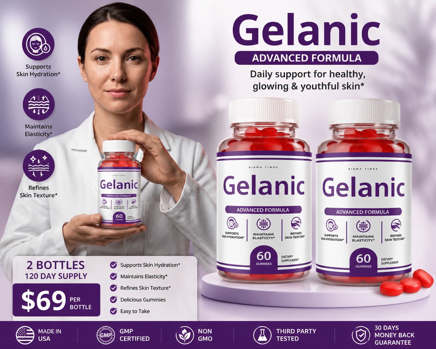 close-up of a modern dietary supplement bottle on a clean clinical white surface, soft natural light