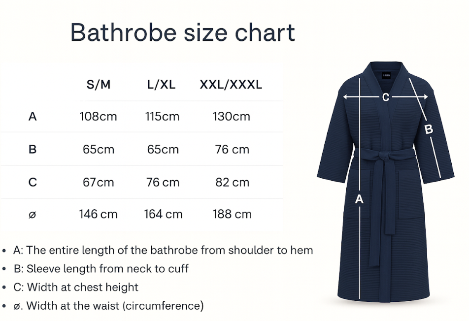 Bathrobe size chart