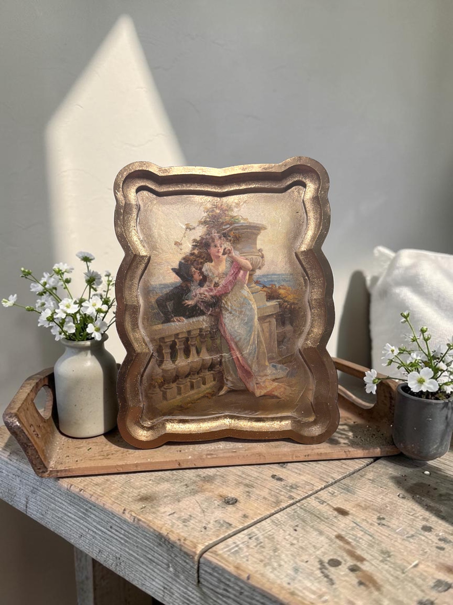 Vintage Gold Dekor Tepsi