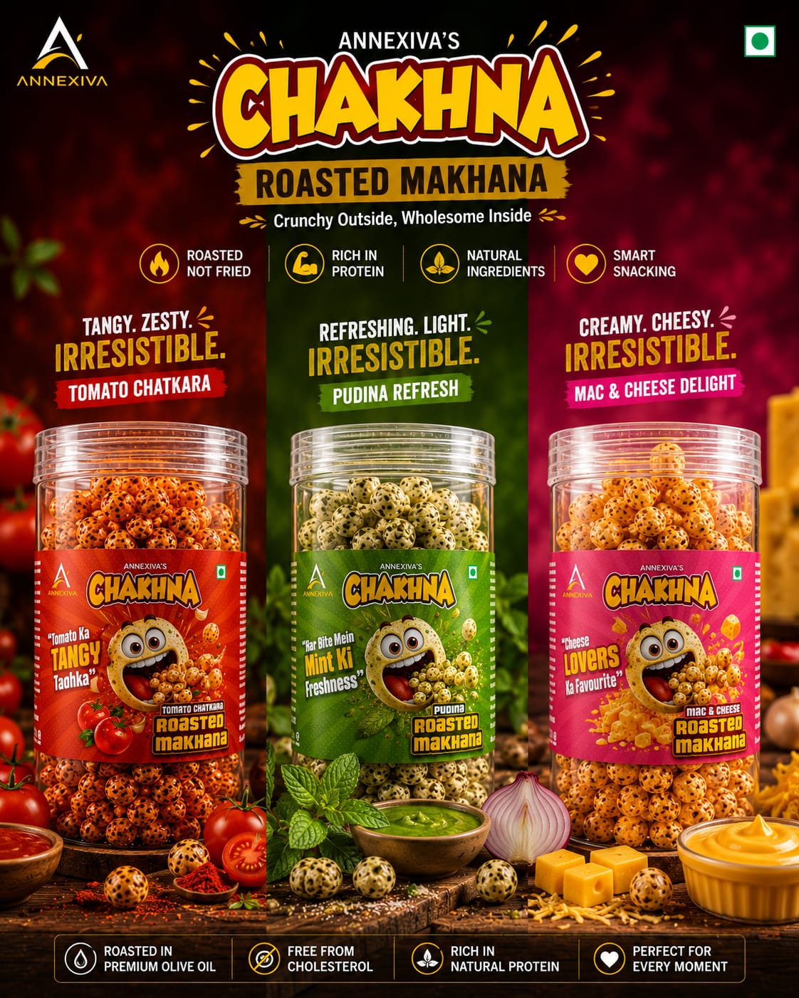 Annexiva Trio Flavour Roasted Makhana Combo image 1