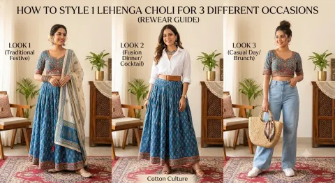 How to Style One Lehenga Choli for 3 Different Occasions (Rewear Guide)