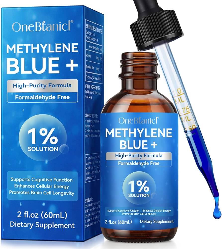 Amber dropper bottle of VitalSupps Methylene Blue tincture
