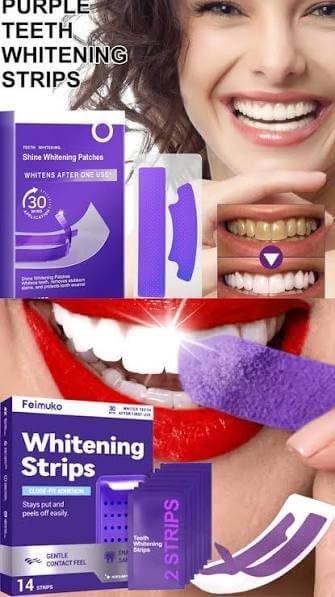 VitalSupps peroxide-free teeth whitening strips packaging with fanned strips