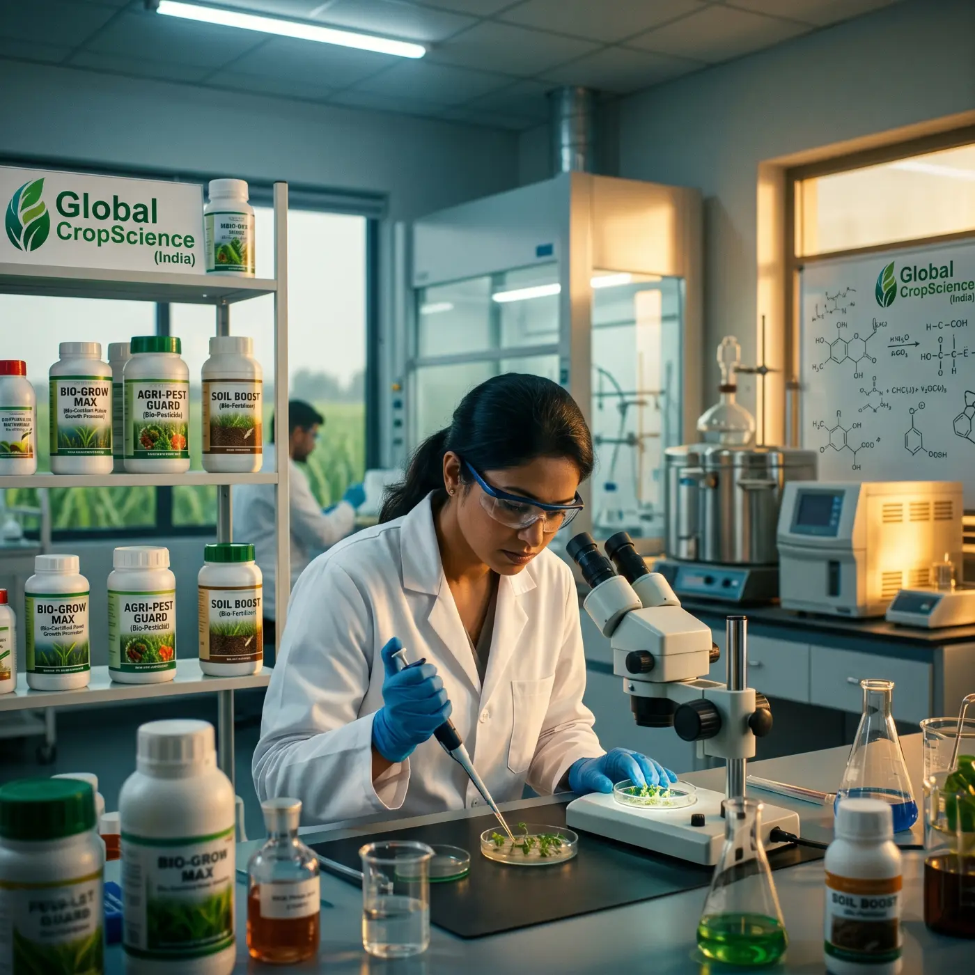 Scientist working in an agricultural laboratory