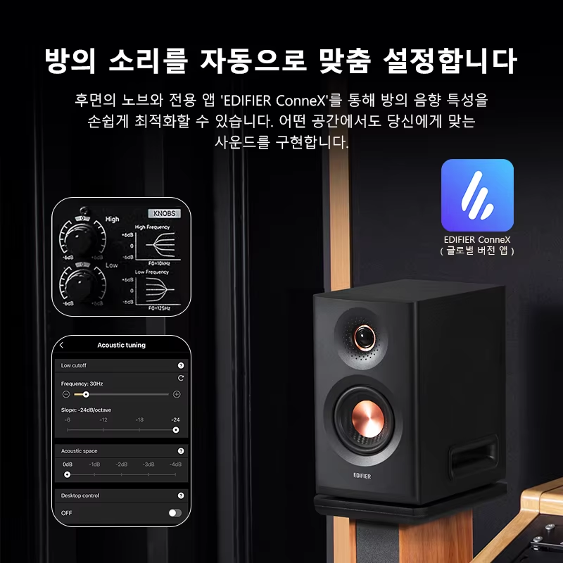 Edifier MR5 측면 및 연결단자