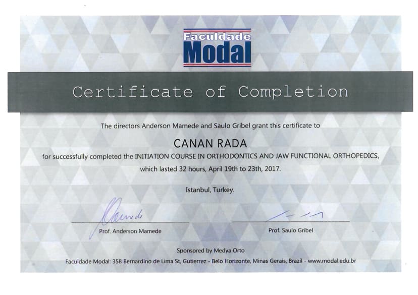 Certificate-Medal Dentarium Dr.Canan Rada