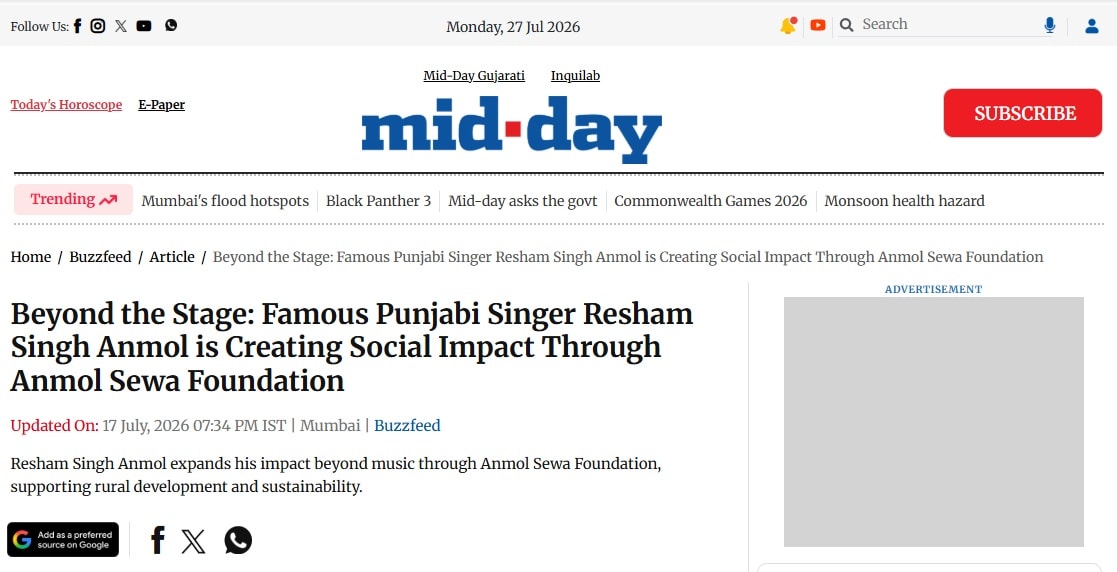 Famous Punjabi Singer Resham Singh Anmol is Creating Social Impact Through Anmol Sewa Foundation