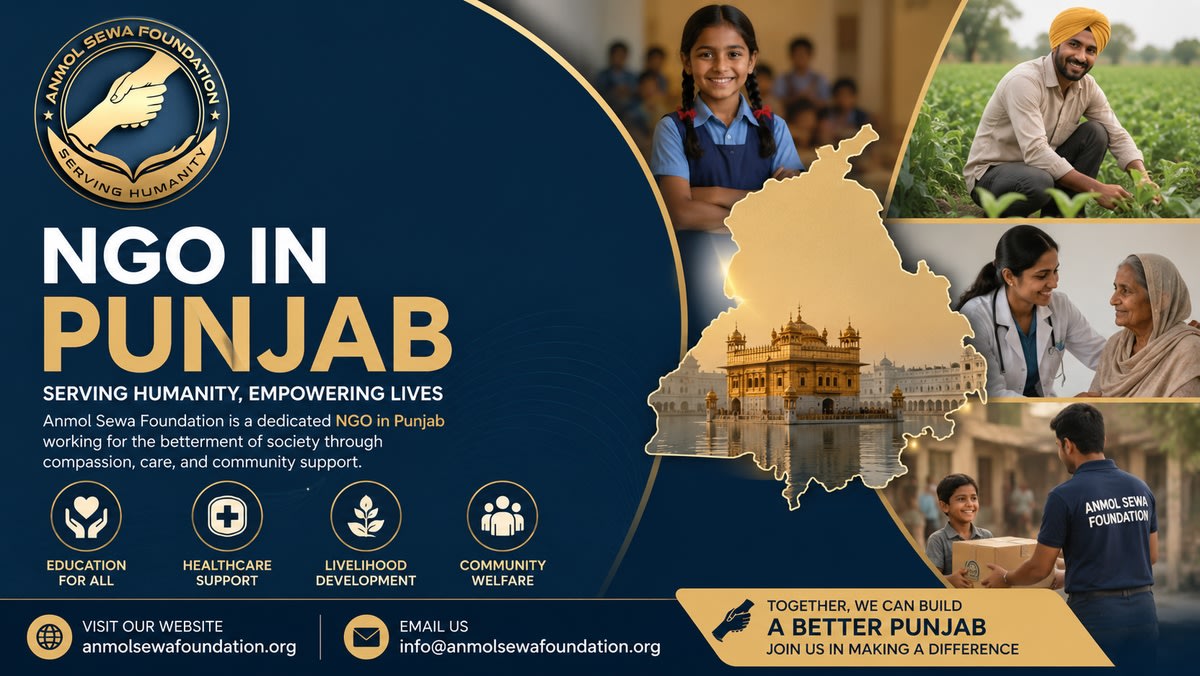 Anmol Sewa Foundation – NGO in Punjab providing community support through education, healthcare, livelihood development, and social welfare initiatives.