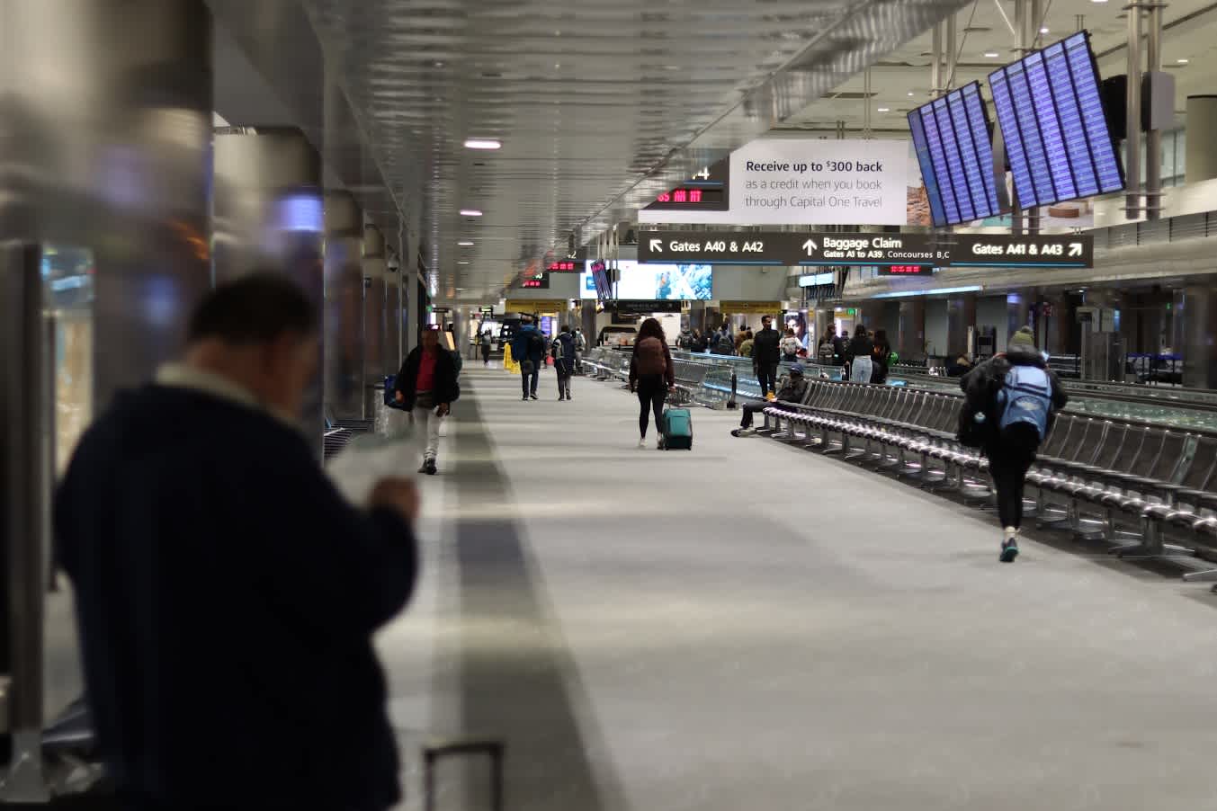 Waiting patiently for our flight