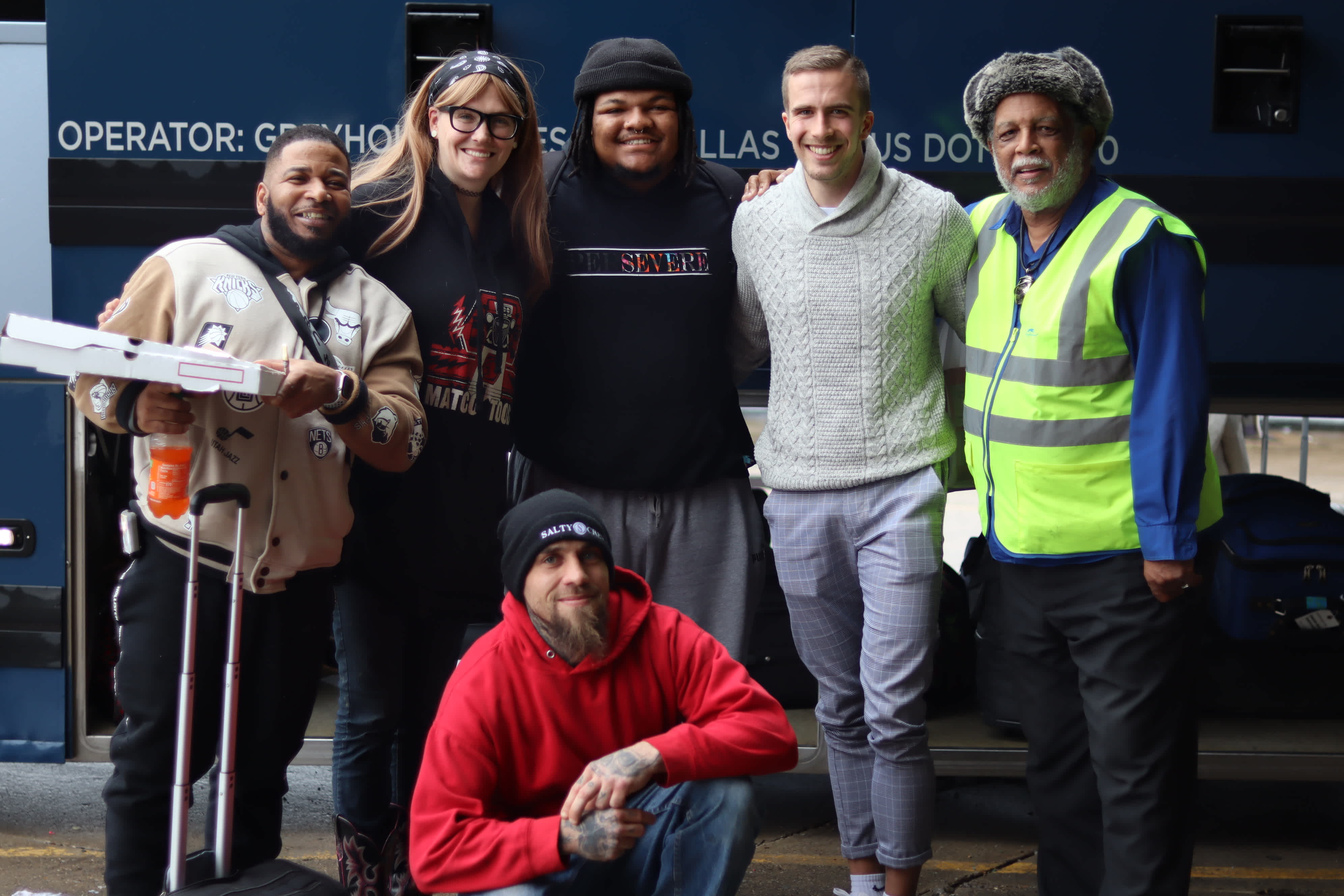 A rather motley crew. Alex and Joanna are on the left, Eddy is up front.