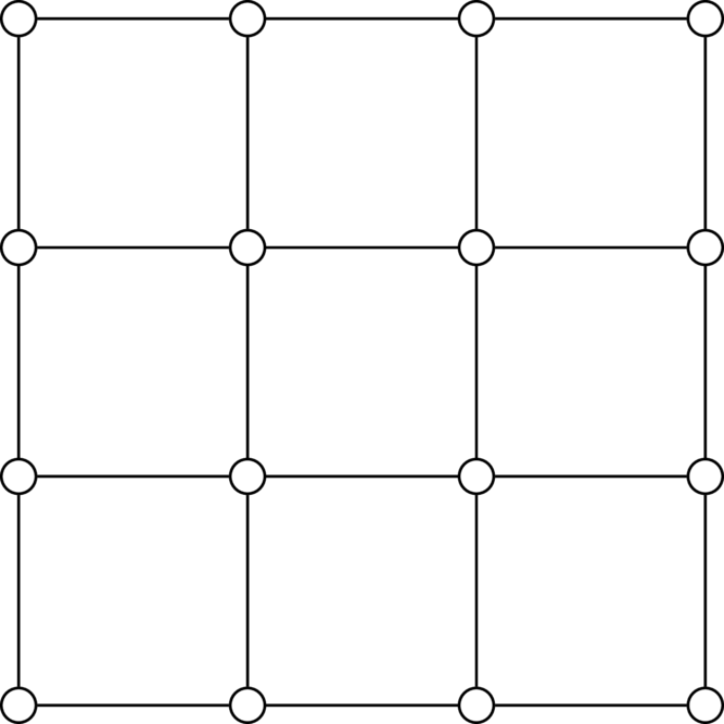 The 4\times 4 grid graph. Find the Hamiltonian cycle