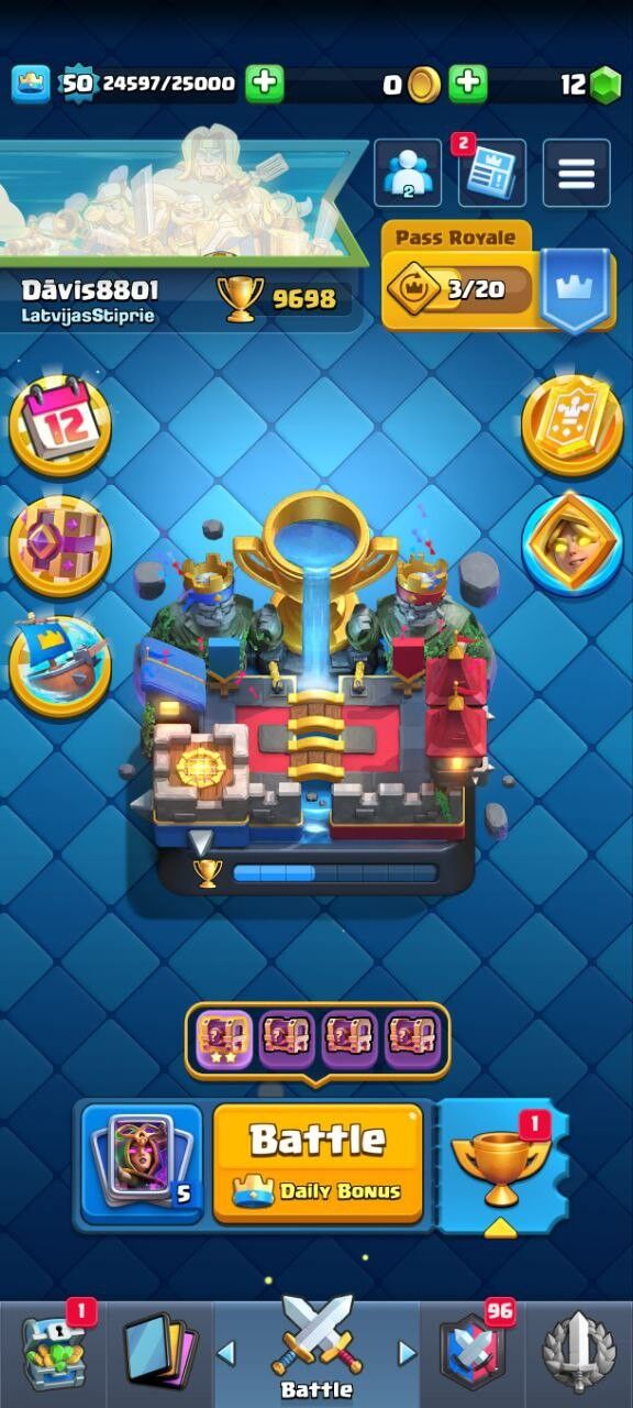 Clash Royale Account (IOS/ANDROID) – Level 50 | Kings Tower 15 | Trophy 9K+ | EVO Card 7 | Total Max Card 0 | 15 LVL Max Cards 2 | 14 LVL Max Cards 10 | Emote 25 | Banner Collected 49 | Tower Skin 5 | Gems 10+ |