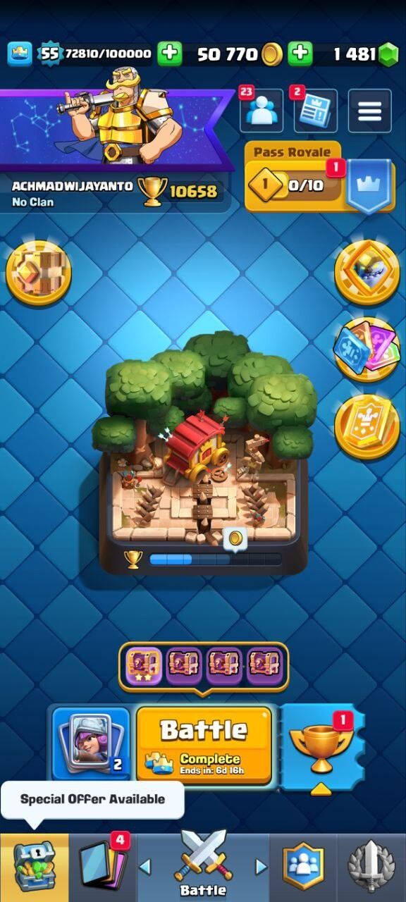 Clash Royale Account (IOS/ANDROID) – Level 55 | KT 15 | Trophy 10K+ | Evo Card 6 | Total Max Card 2 | 15 LVL Max Card 6 | 14 LVL Max 12 Card 6 | Emote 19 | Banner Collected 50+ | Tower Skin 3 | Gems 148+ |