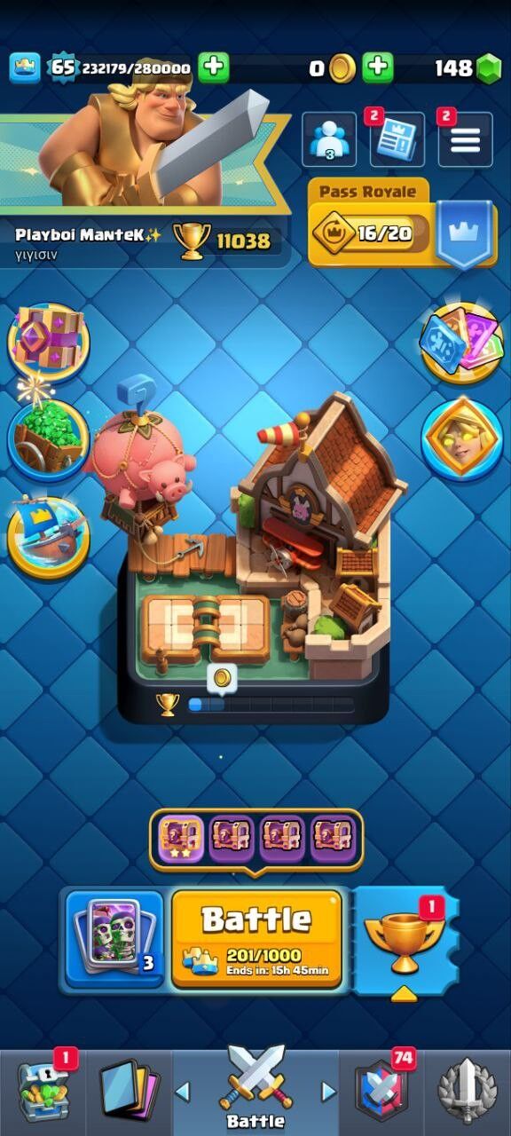 Clash Royale Account (IOS/ANDROID) – Level 65 | KT 15 | Trophy 11K+ | Total Max Cards 8 | 15 Level Max Cards 10 | 14 Level Max Cards 47 | Emote 84 | Banner Collected 120+ | Tower Skin 9 | Gems 140+ |
