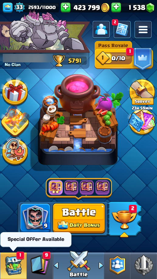 Clash Royale Account (IOS/ANDROID) – Level 33 | KT 11 | Trophies 5791 | Champions 1 | EVO 2 |