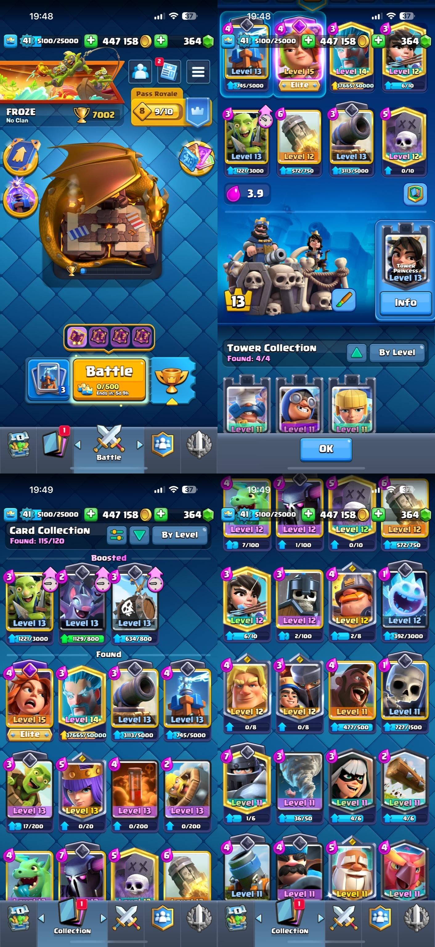 Clash Royale Account (IOS/ANDROID) – Level 41 | KT 13 | Trophies 7,002 | Brawlers 65 |