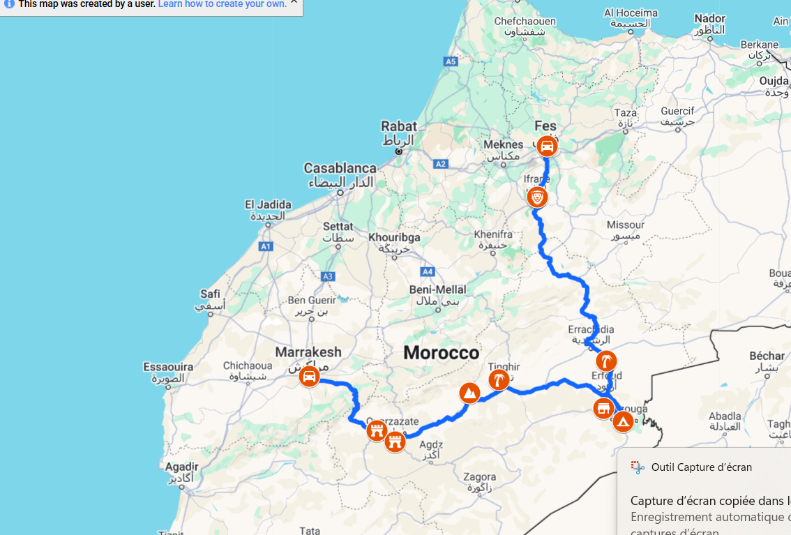 Tour route map