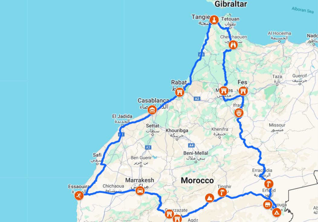 Tour route map