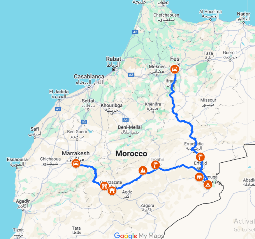 Tour route map