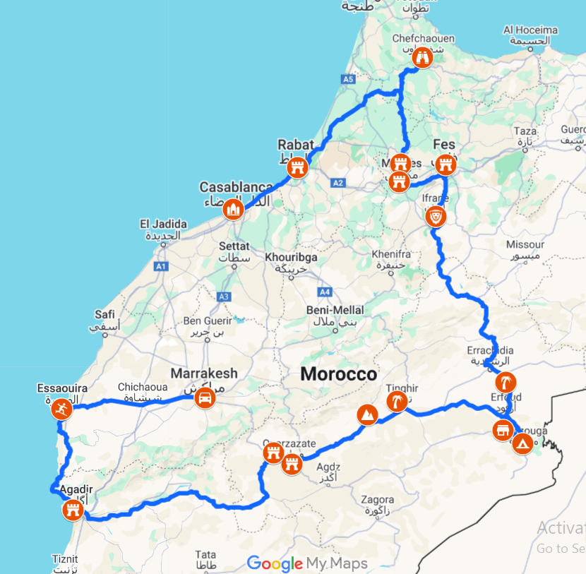 Tour route map
