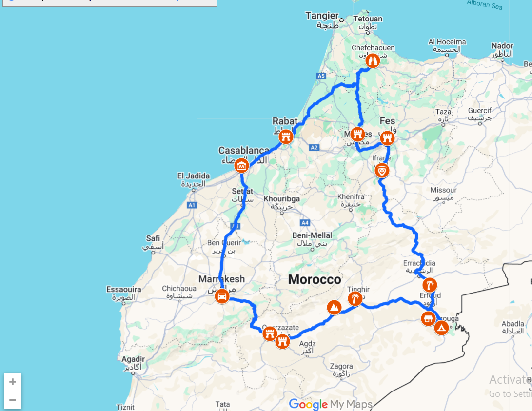 Tour route map