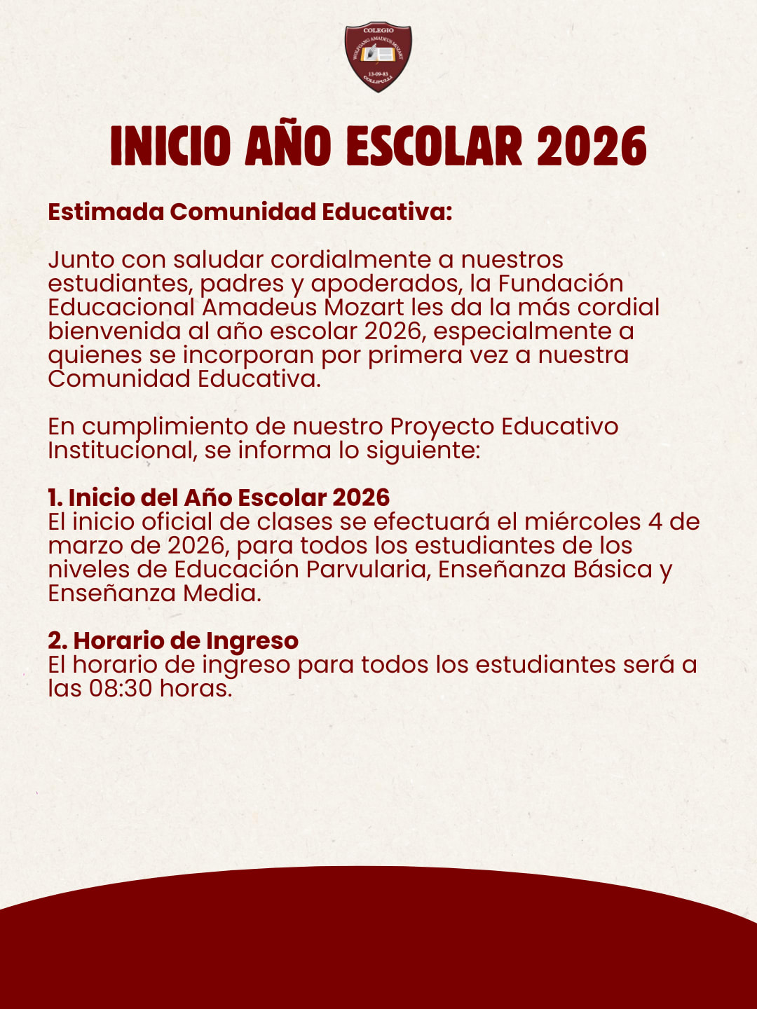 Inicio Año Escolar 2026