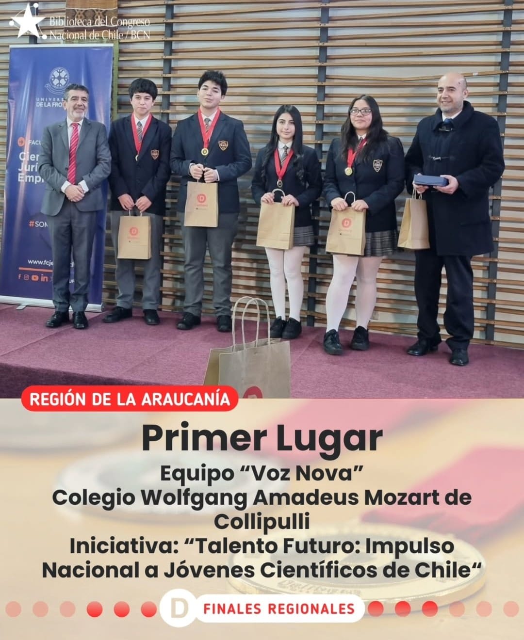 El Equipo Voz Nova del Colegio Wolfgang Amadeus Mozart de Collipulli : Ganadores Regionales Torneo Delibera