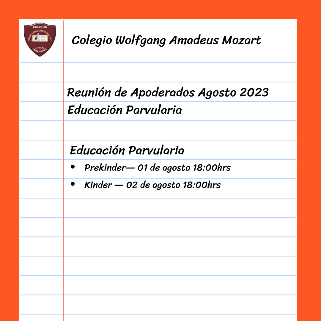 Reunión de Apoderados Educación Parvularia Agosto 2023
