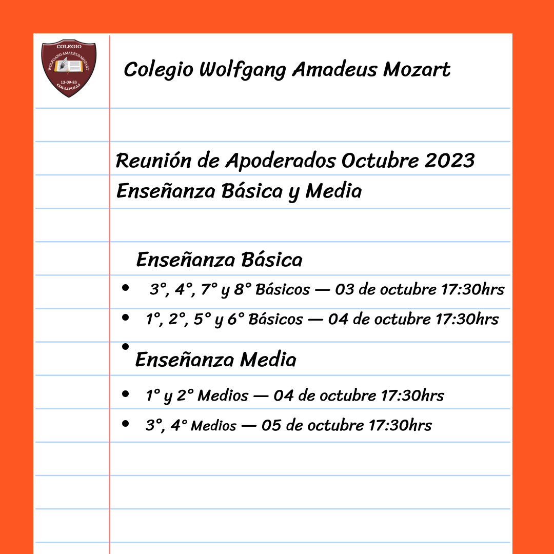 Reunión de Apoderados Octubre 2023 Enseñanza Básica у Media