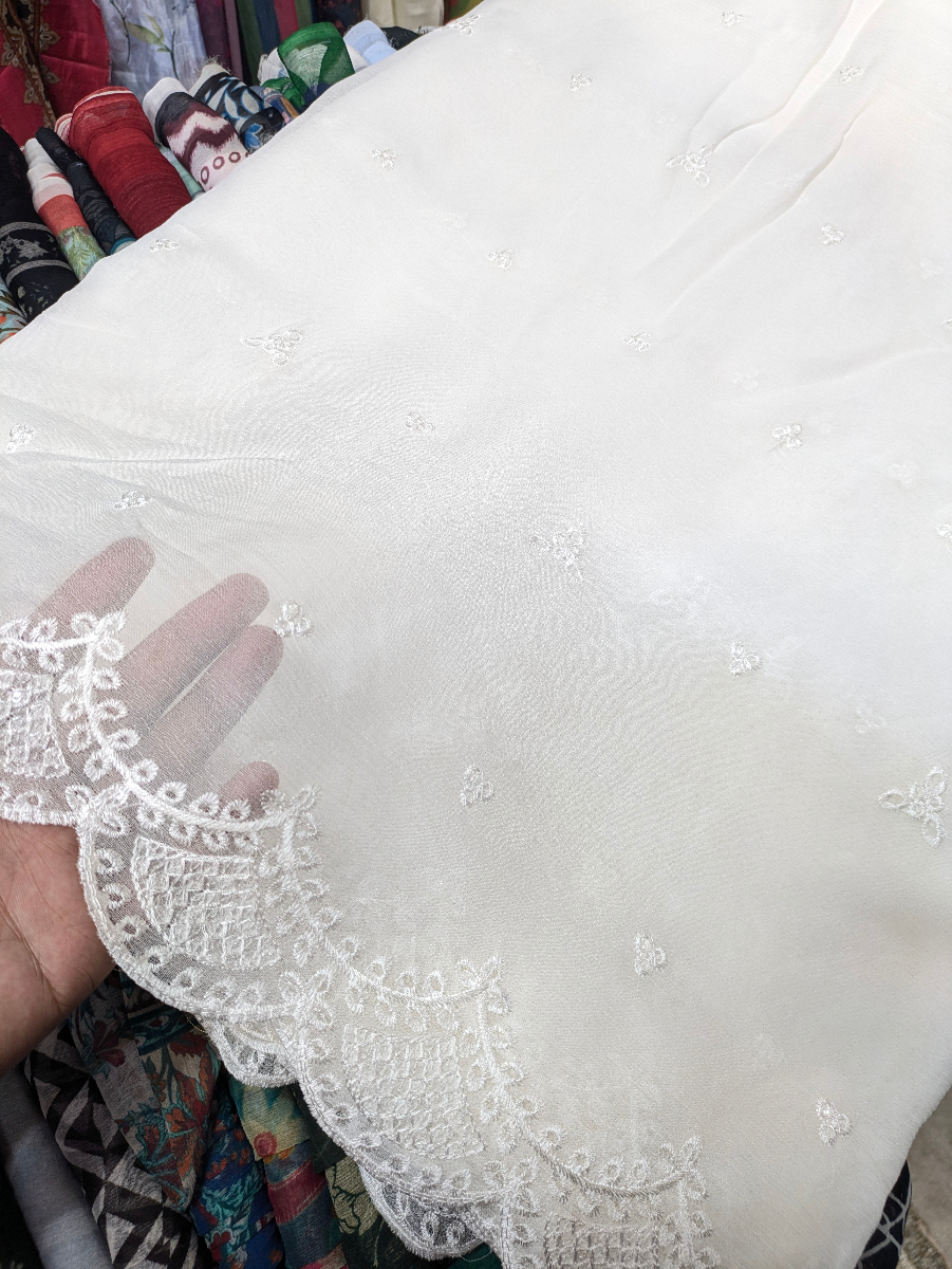 Pure Chiffon Embroidered Dyable Dupatta with Sequence Work – 2.5 Gaz Premium Quality
