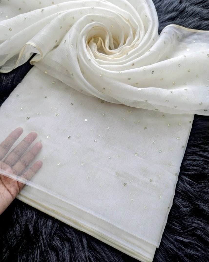Soft Organza Dupatta with Golden Sitara Embroidery | 100% Pure Organza | Dyable Premium Fabric | 2.5 yardsElegant Dupatta