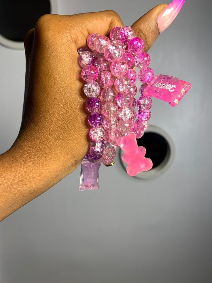 Beaded bracelets with charms.