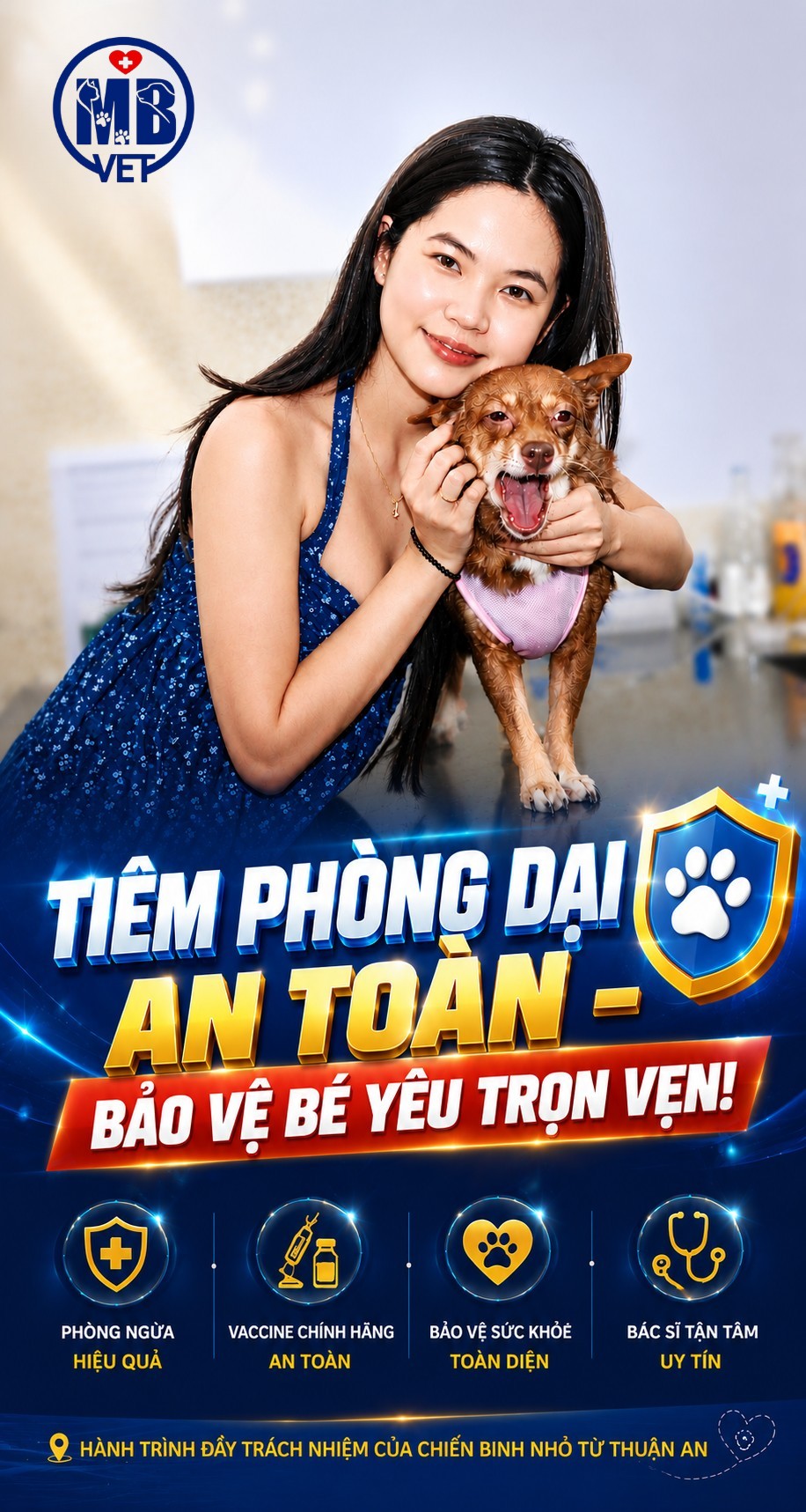 Thumbnail của Tiêm Phòng Dại Cho Chó Tại Huế – Hành Trình Từ Thuận An Đến MBVET Của Chiến Binh Bông Xù
