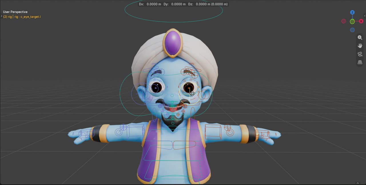 Genie Face & Body Rig — 3D character rig, FACIAL · CONTROLS