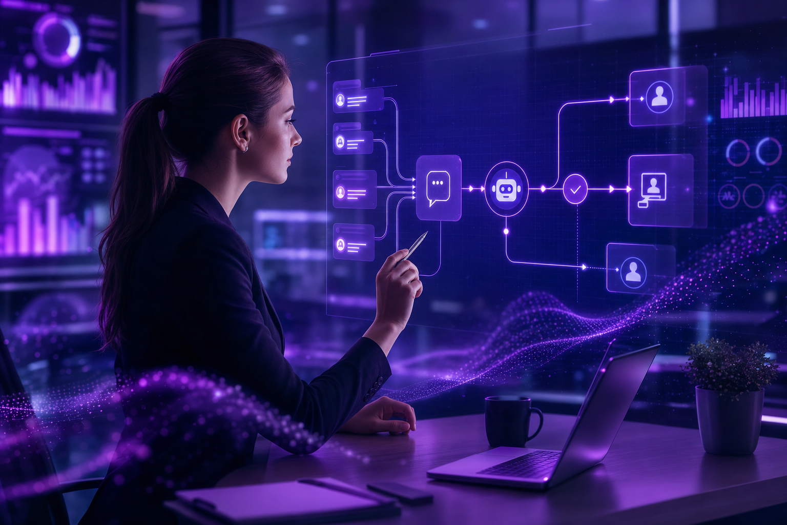 Diagrama de flujo mostrando el proceso automatizado de atención al cliente usando IA