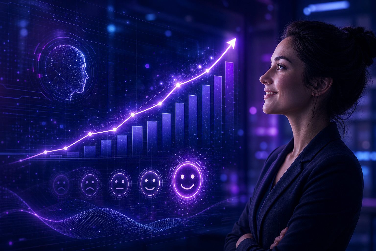 Un gráfico que muestra la satisfacción del cliente con la ayuda de la IA