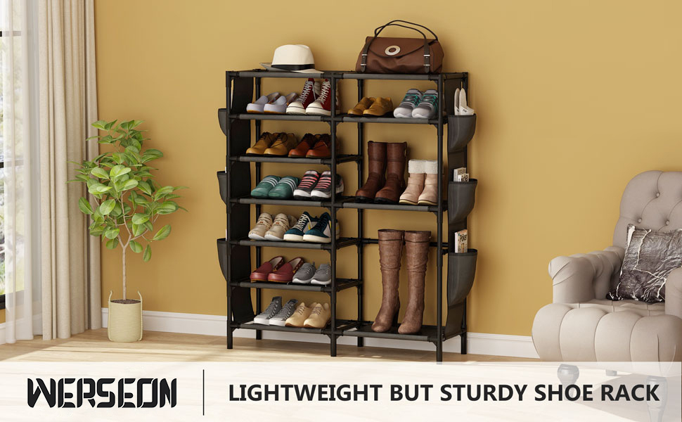 Werseon 7 Tiers Shoe Rack 18-24 Pairs Stackable Boots Shoe Storage