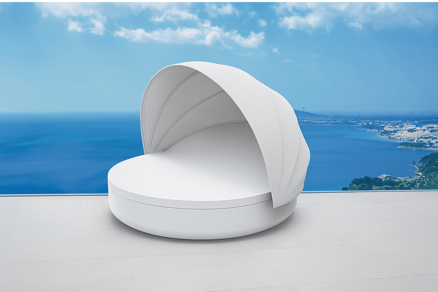 ULM ROUND DAYBED WHIT FOLDING CANOPY