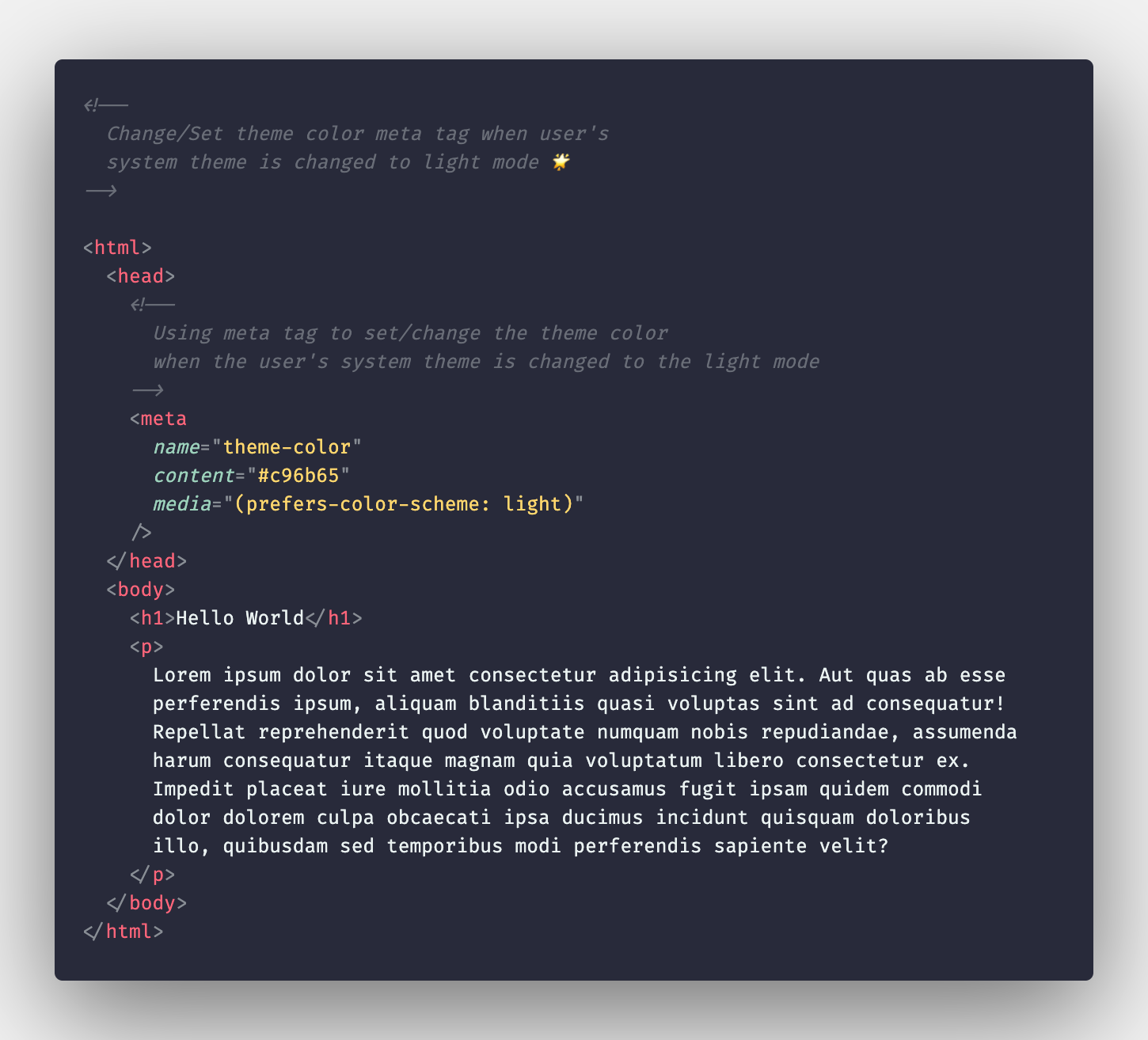 How to change the theme color of the website when the user's system ...
