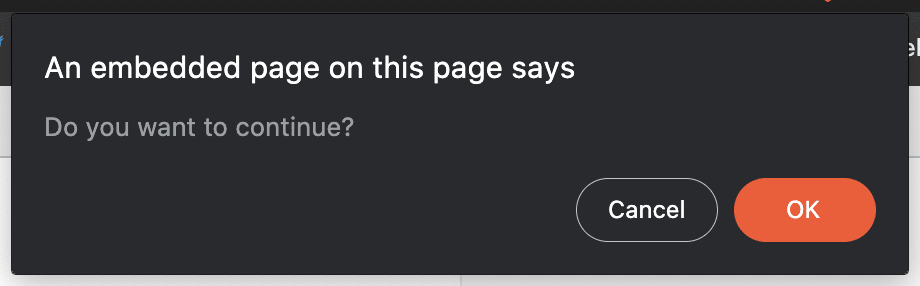 confirm dialog shown in screen